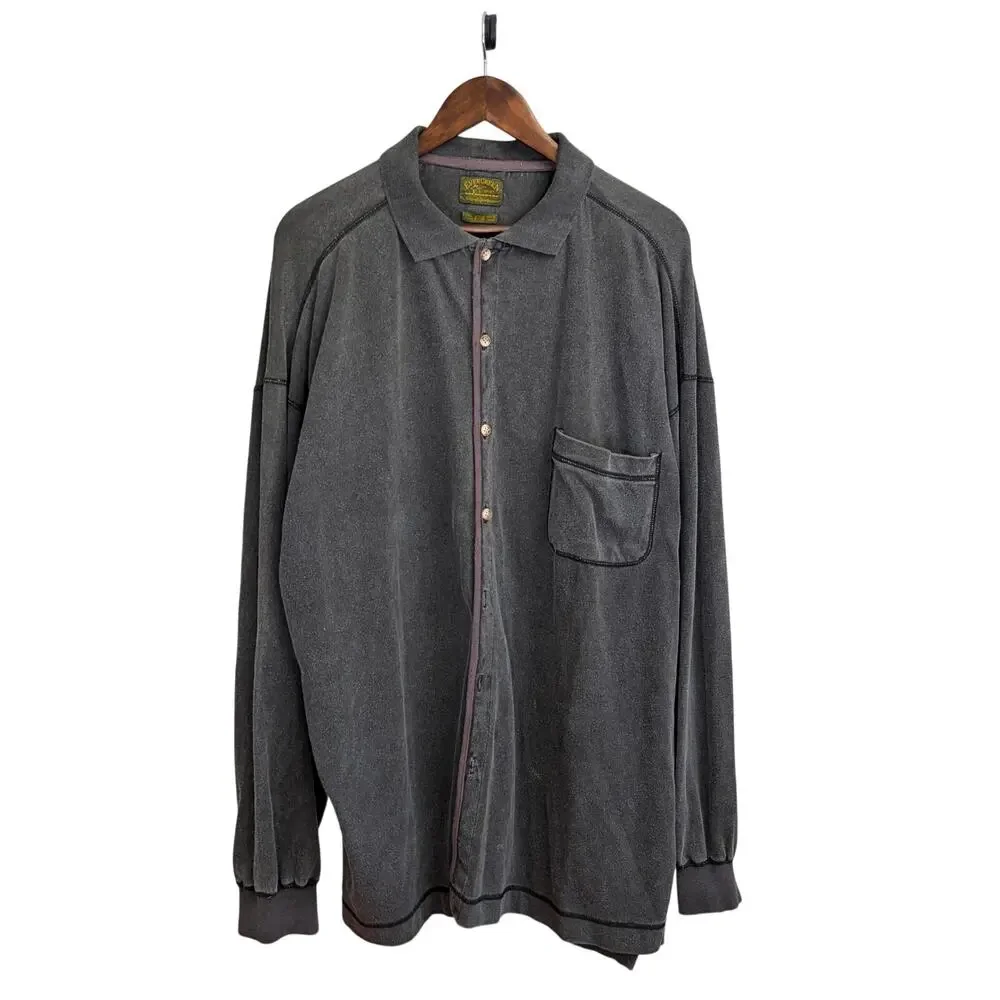 Vintage 90s Evergreen Faded Pocket Utility Mens 2XL Button Stone Wash Jacket